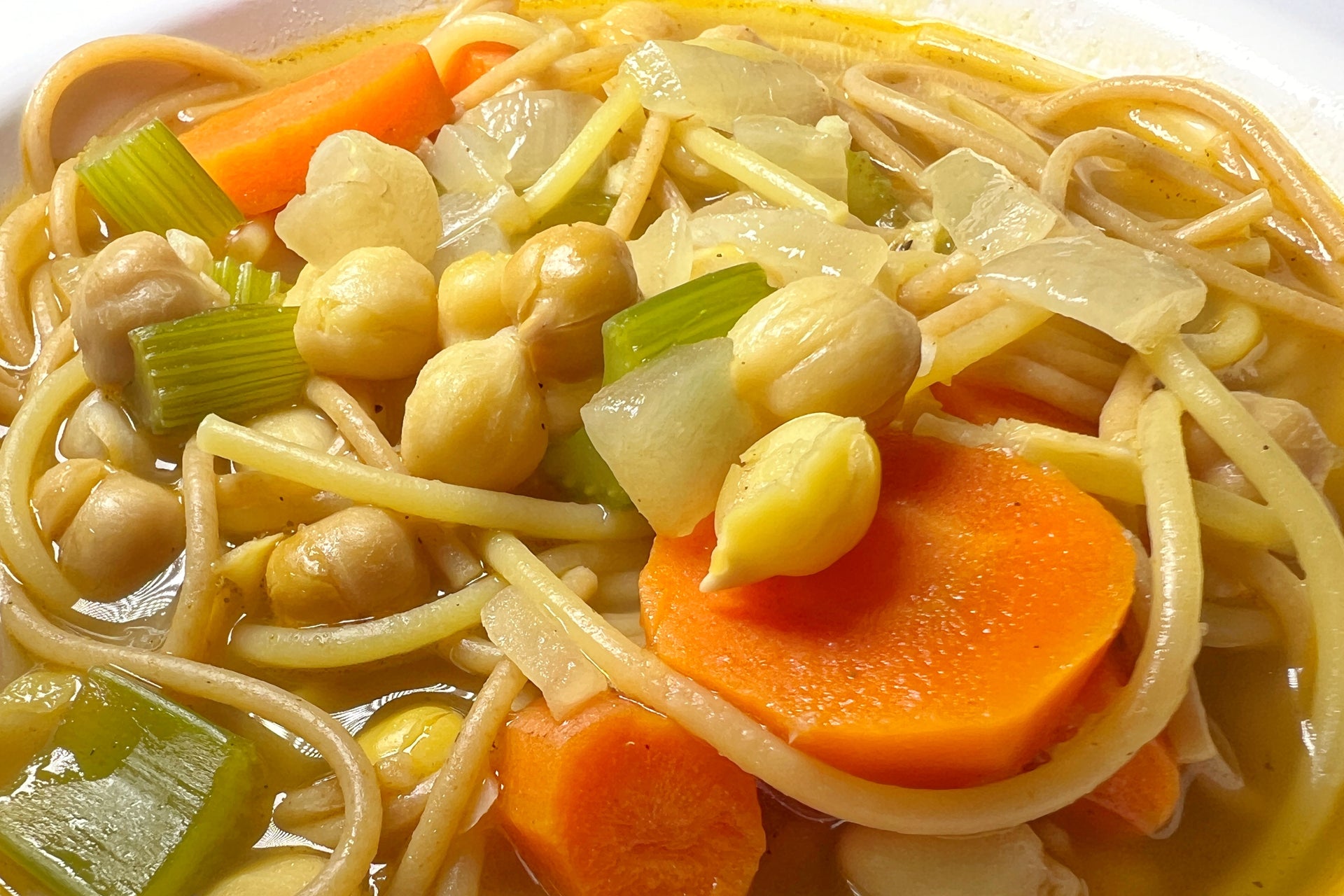 Noodle, Veggie and Chickpea Soup