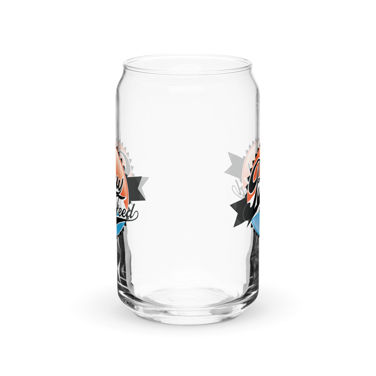 Brew and Feed Logo'd Can-Shaped Glass