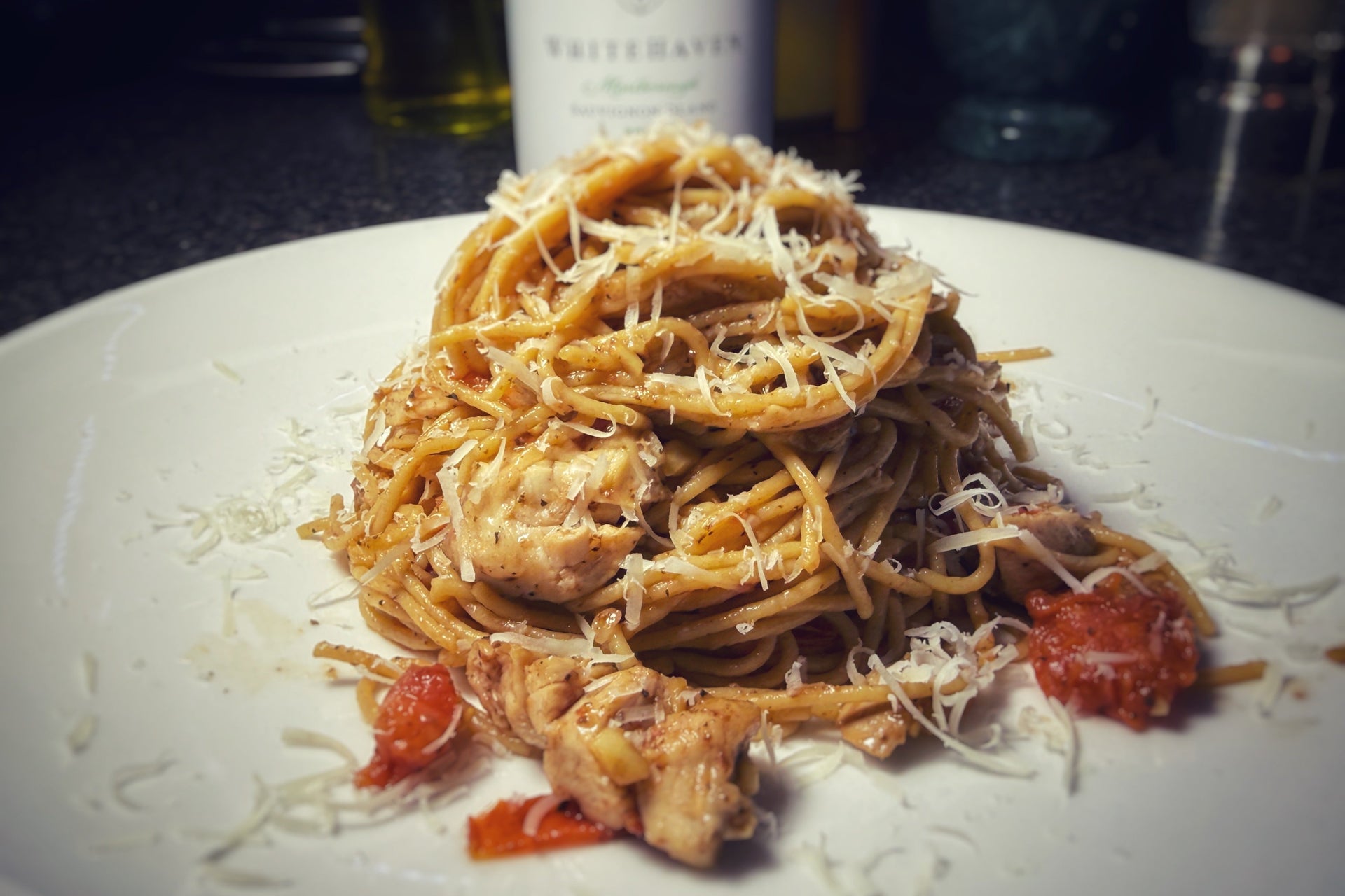 Pan-Seared Chicken with Whole Wheat Thin Spaghetti