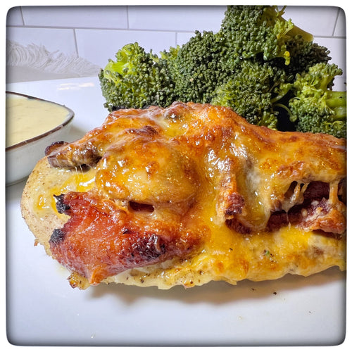 Cheesy Honey Mustard Chicken with Mushroom and Bacon