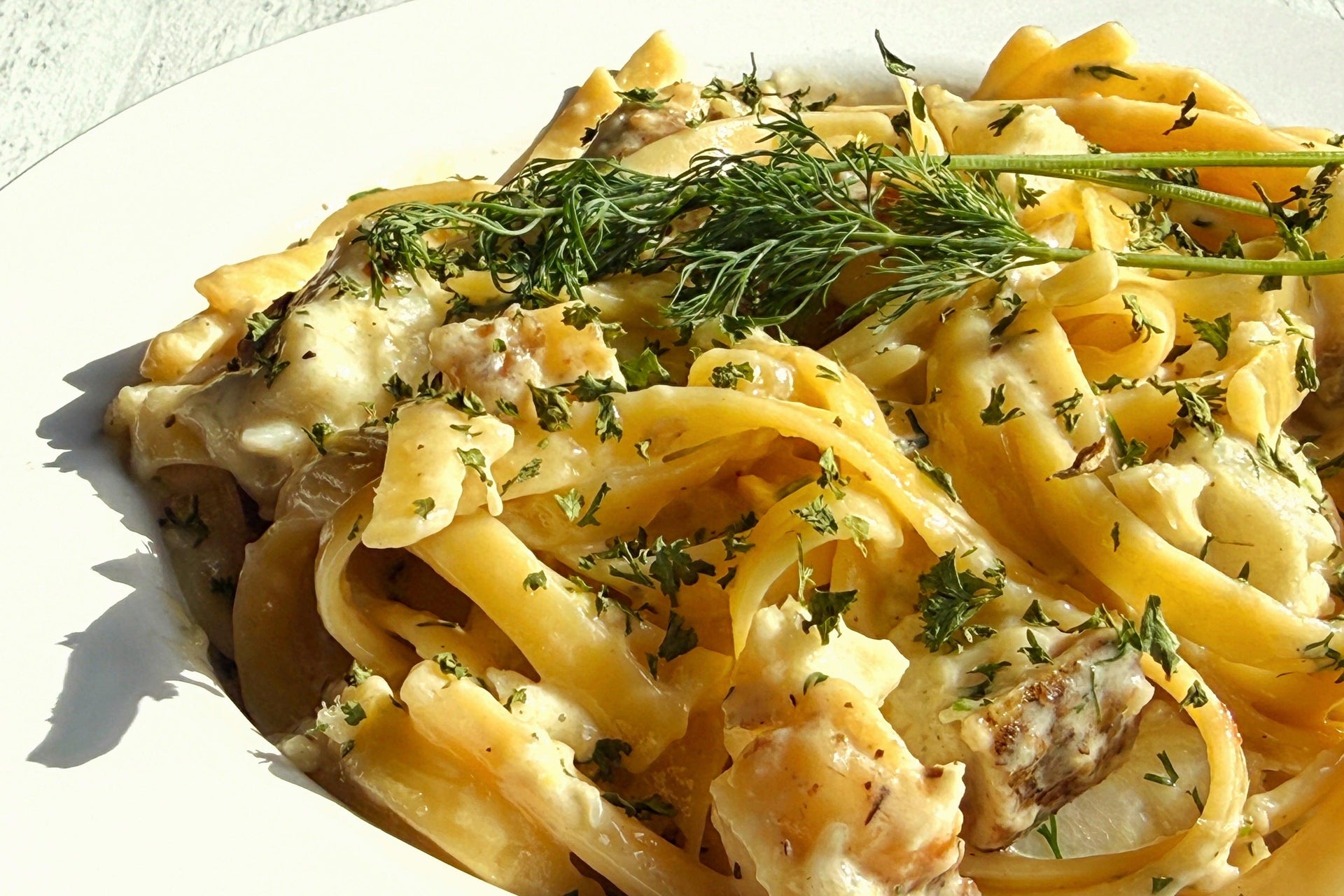 Creamy Lemon-Dill Monkfish Pasta