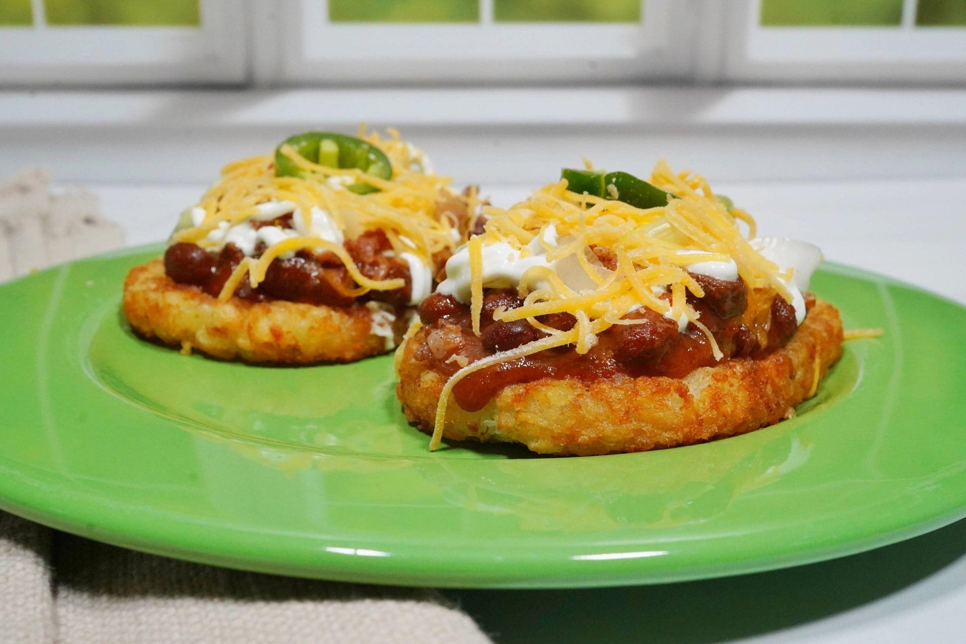 Loaded Chili Cheese Hashbrowns