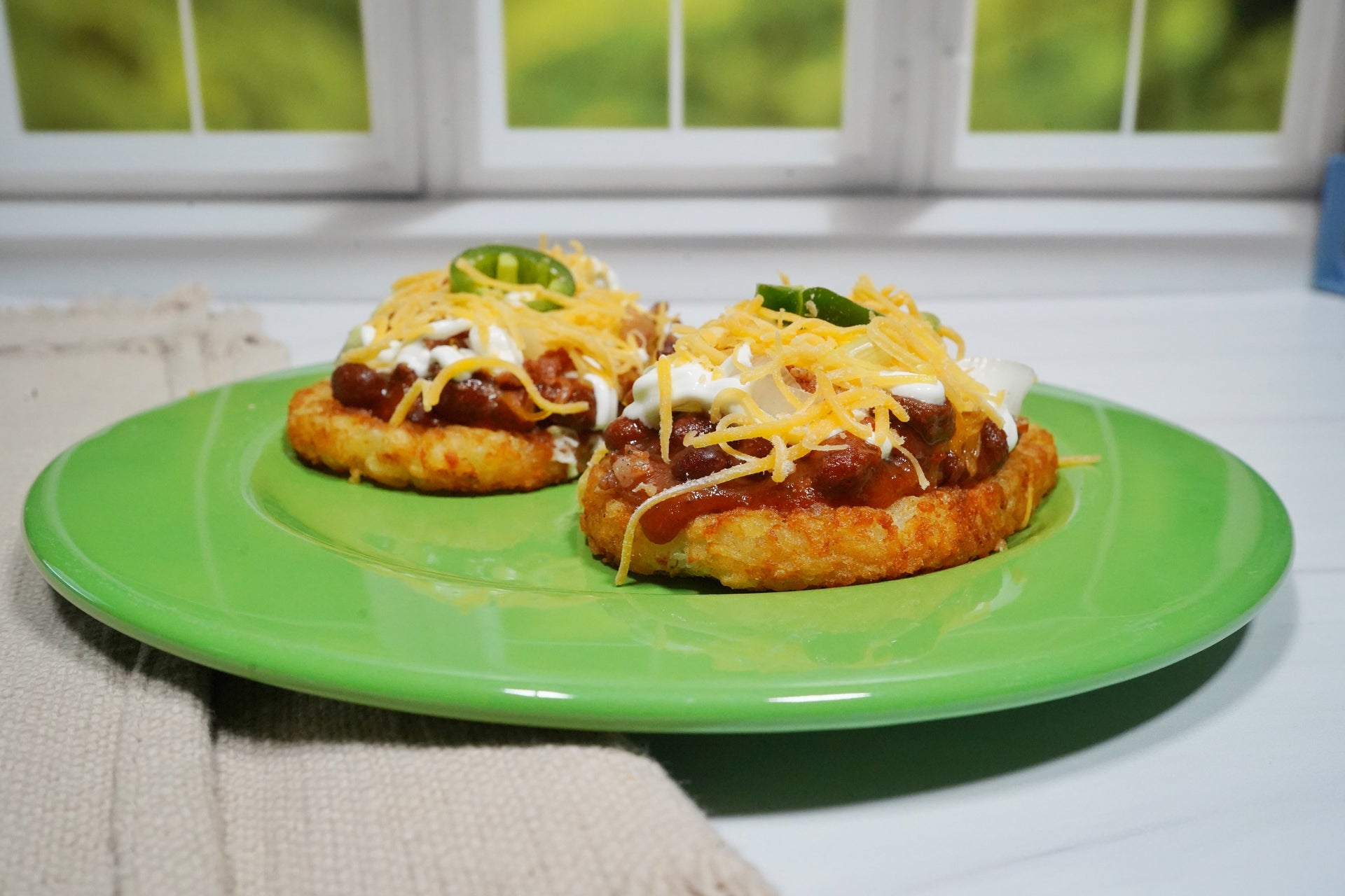 Loaded Chili Cheese Hashbrowns