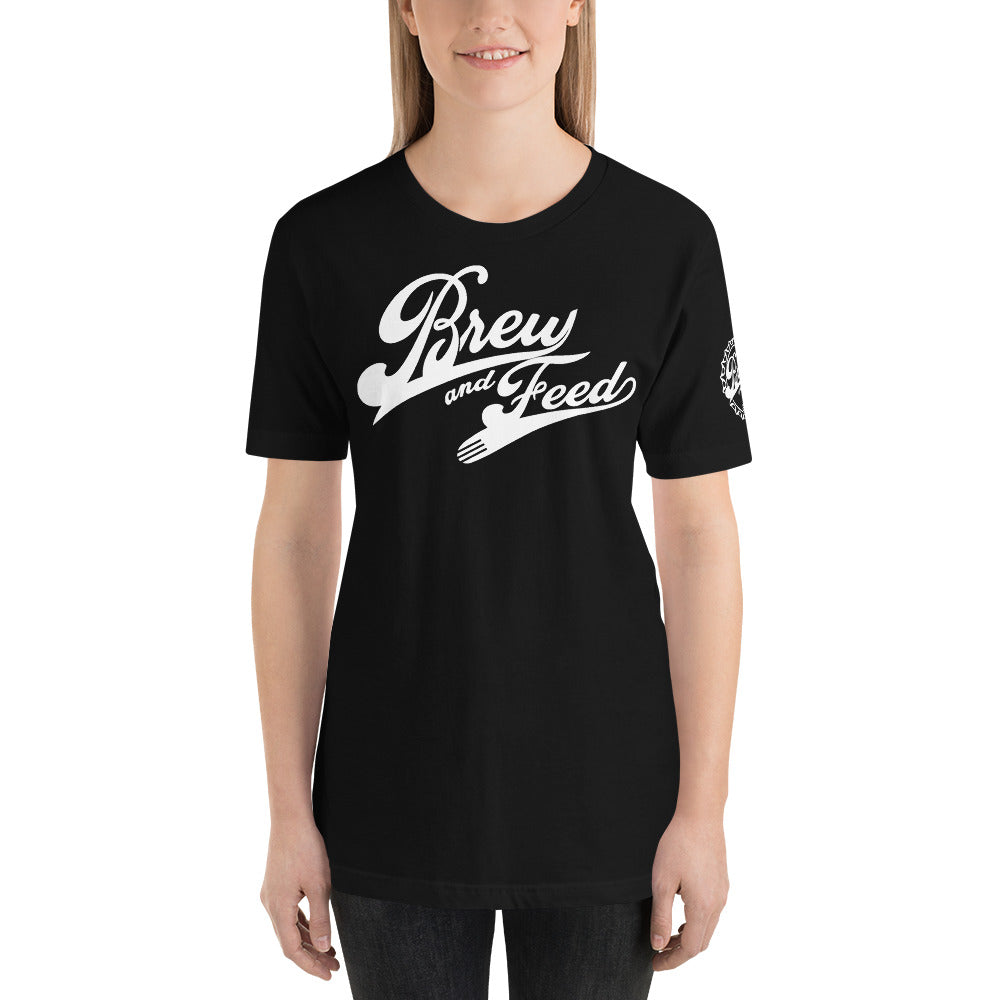 Brew and Feed Script Short-Sleeve Unisex T-Shirt